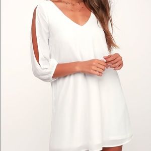 Lulus Shifting Dears Long Sleeve Ivory Dress